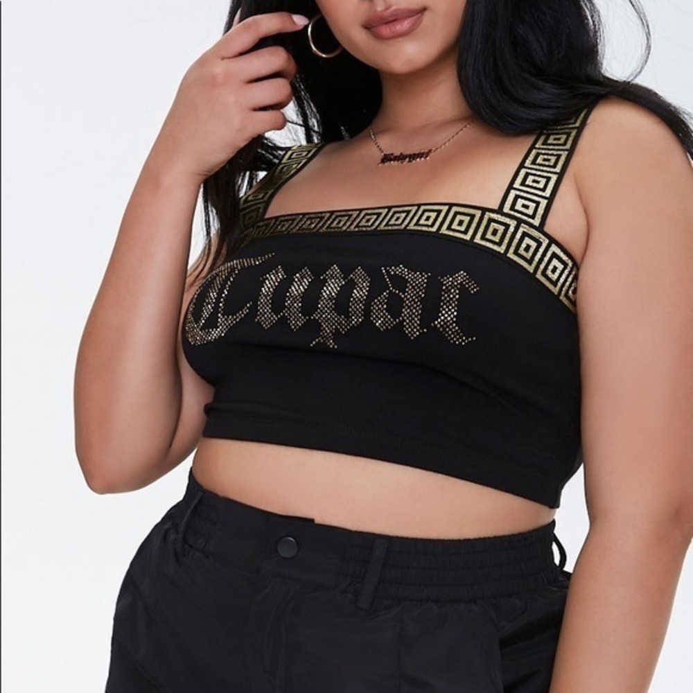 Forever 21 Rhinestone Tupac Crop Top | Plus Size 1X